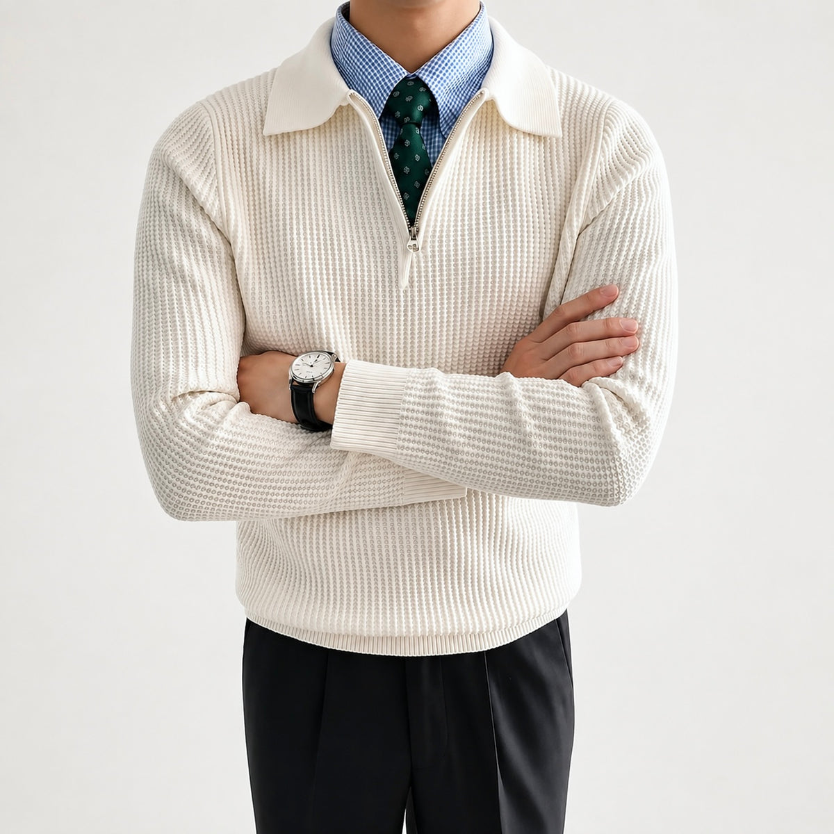 Men's Veyron Woven Zip-Up Knit Sweater