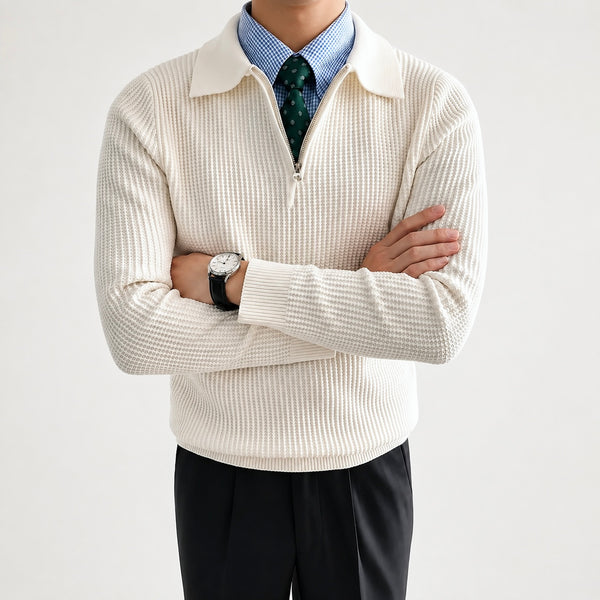 Men's Veyron Woven Zip-Up Knit Sweater