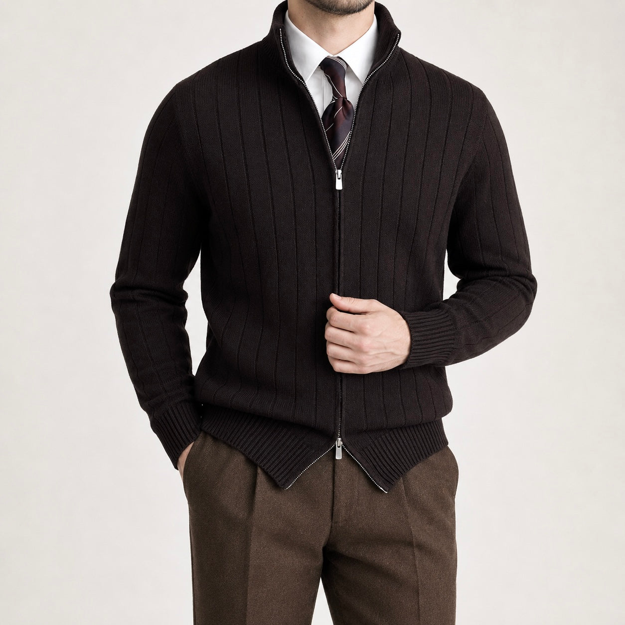 Men's Rowan Zip-Up Knit Smart Jumper - Smart/Office Wear