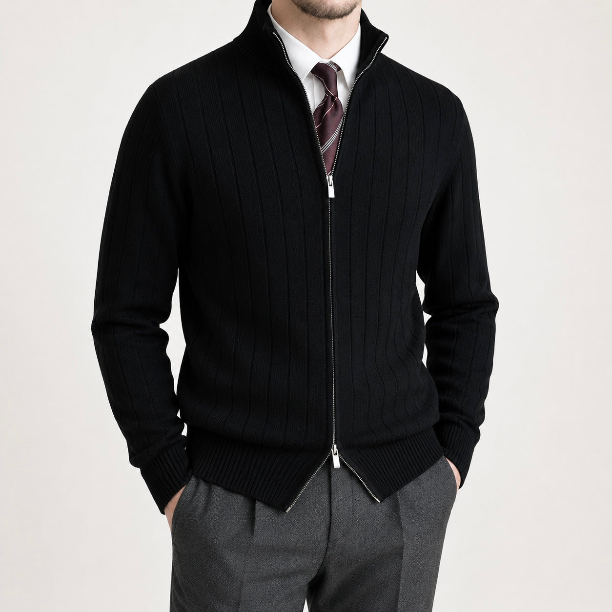 Men's Rowan Zip-Up Knit Smart Jumper - Smart/Office Wear