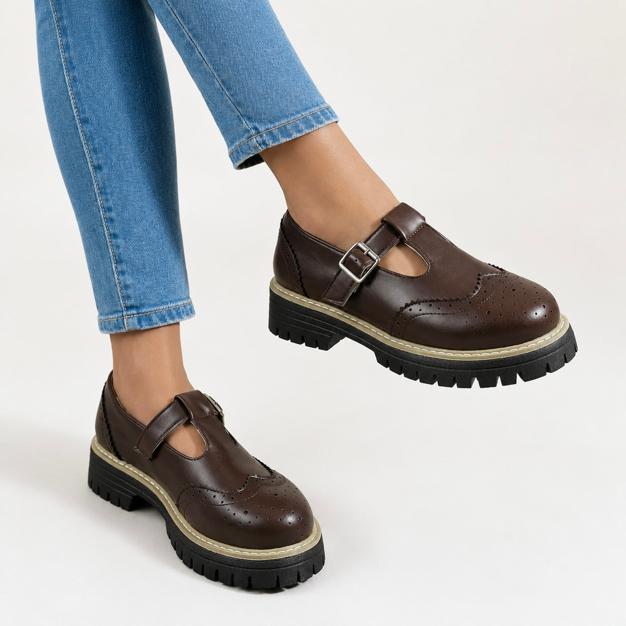 Women's Liora Buckle Brogue Style Mary Jane Sandals