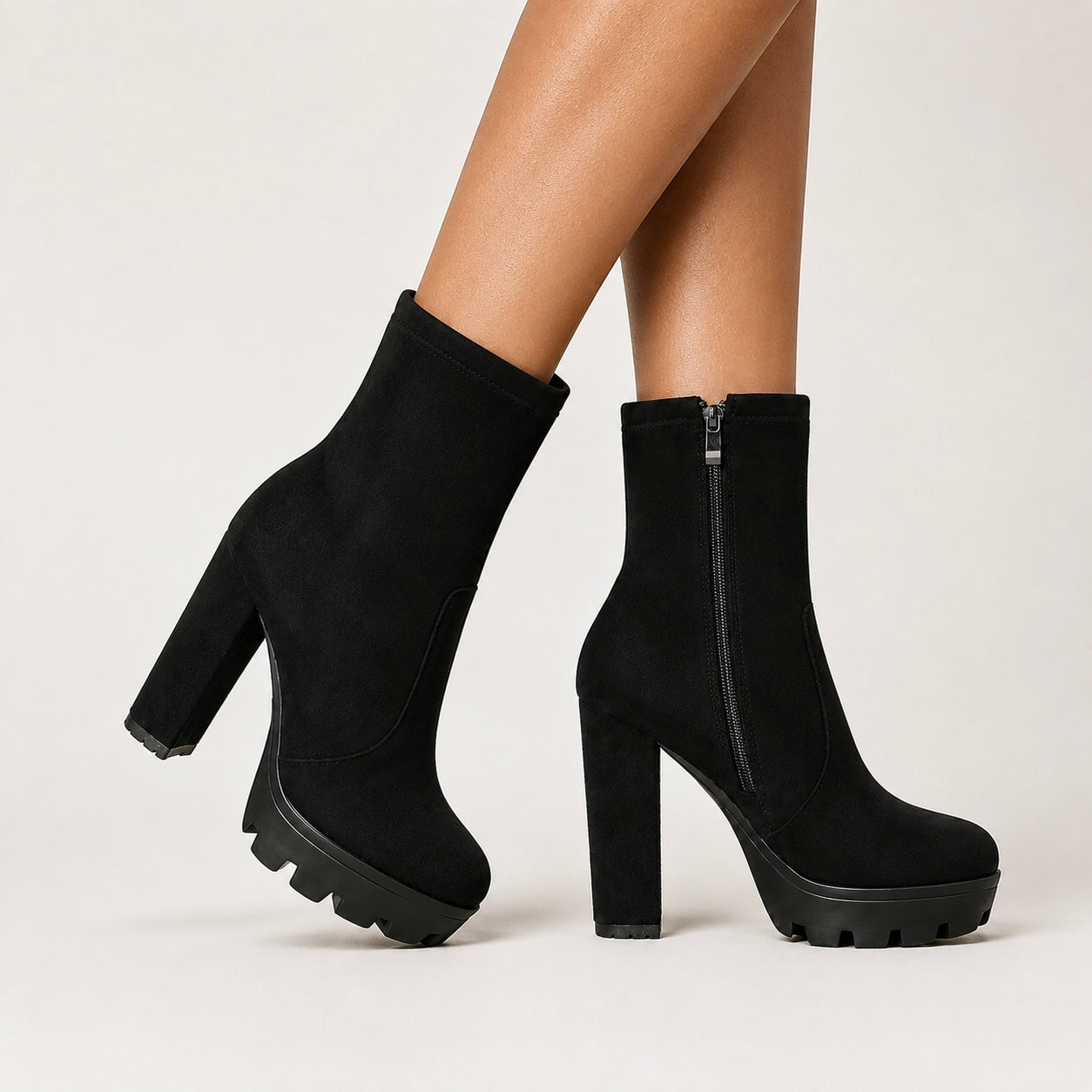 Women’s Monroe Black Platform Block Heel Ankle Boot