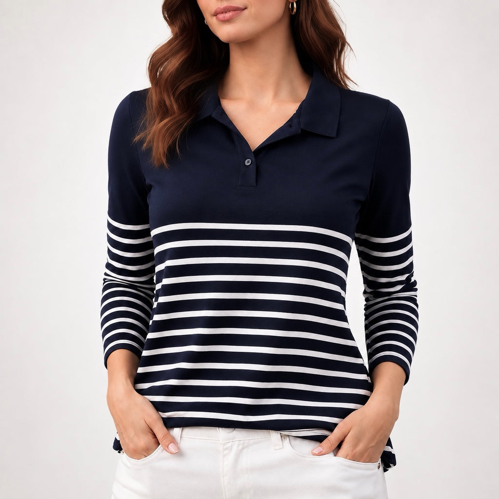 Women's Elara Striped Polo Top