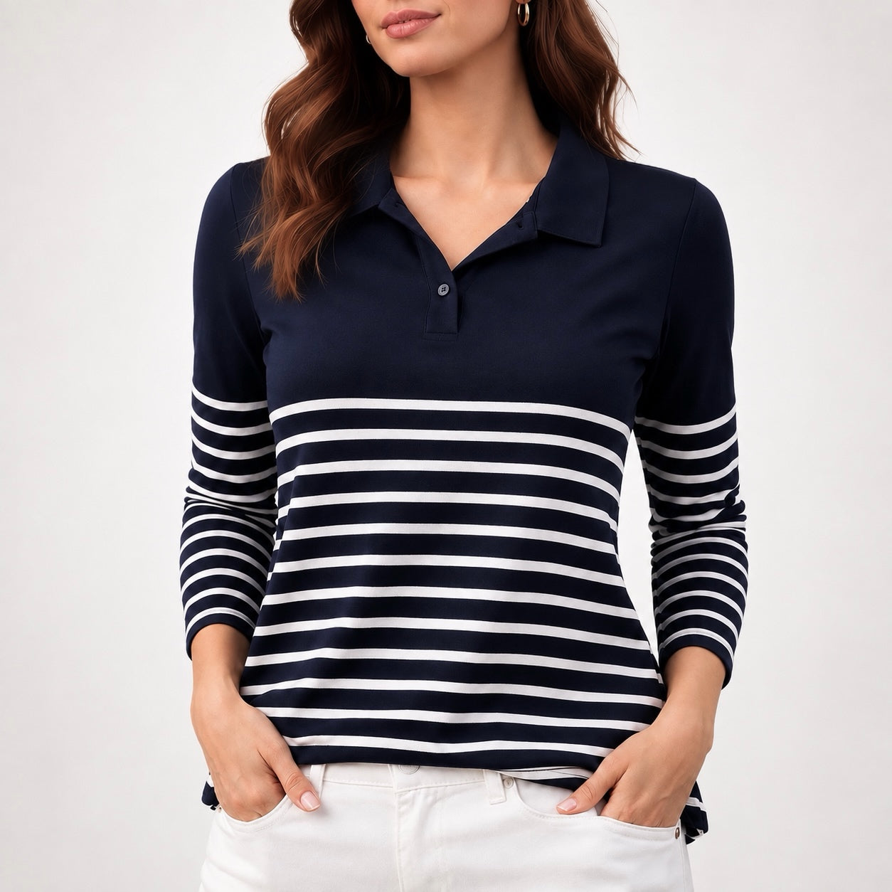 Women's Elara Striped Polo Top