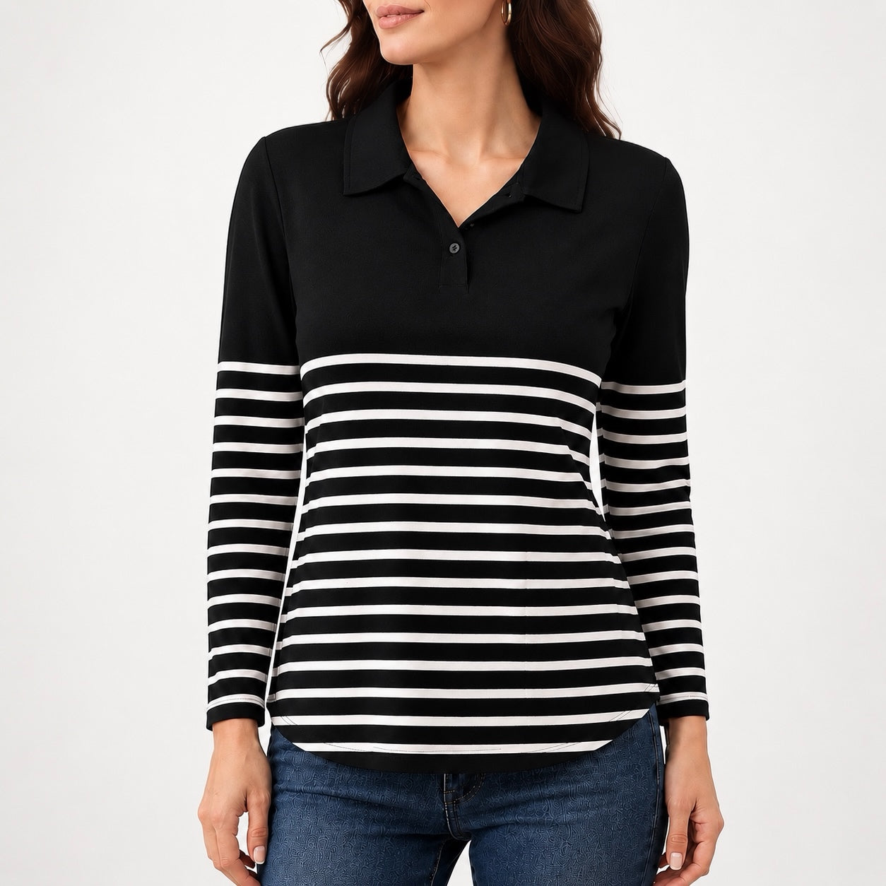 Women's Elara Striped Polo Top