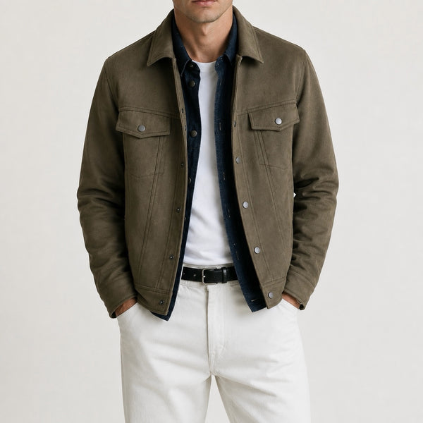Men's Kellan Suede Button Style Collar Jacket