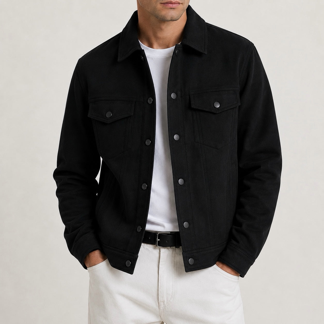 Men's Kellan Suede Button Style Collar Jacket