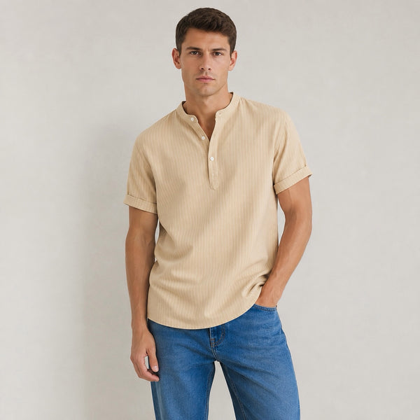 Men's Miro Half Collar Striped Casual Shirt