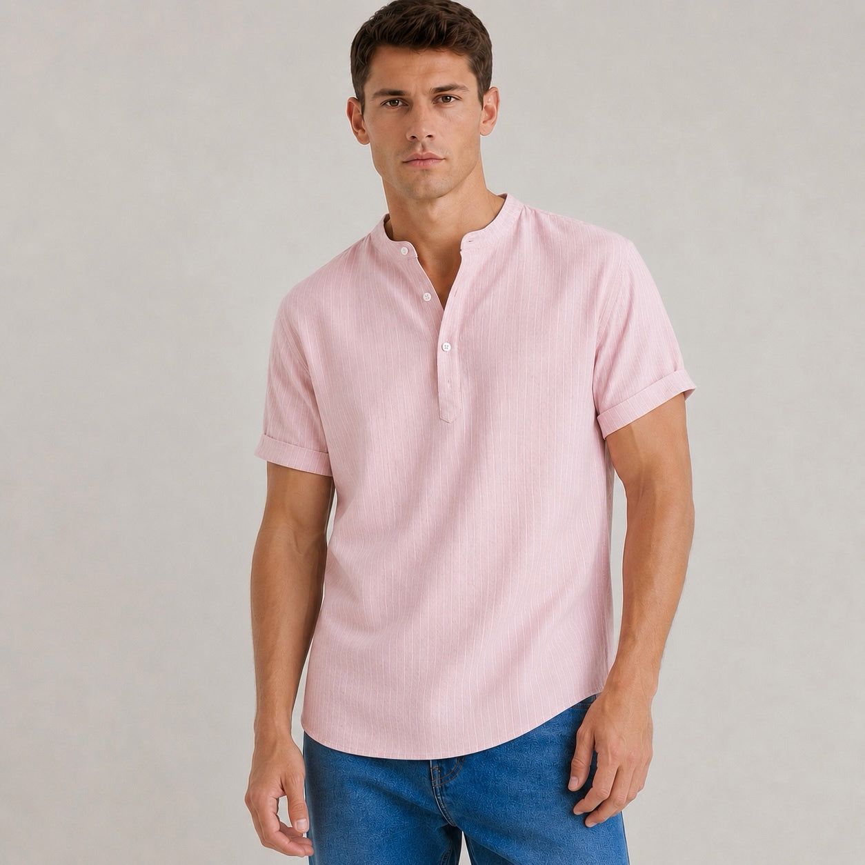 Men's Miro Half Collar Striped Casual Shirt