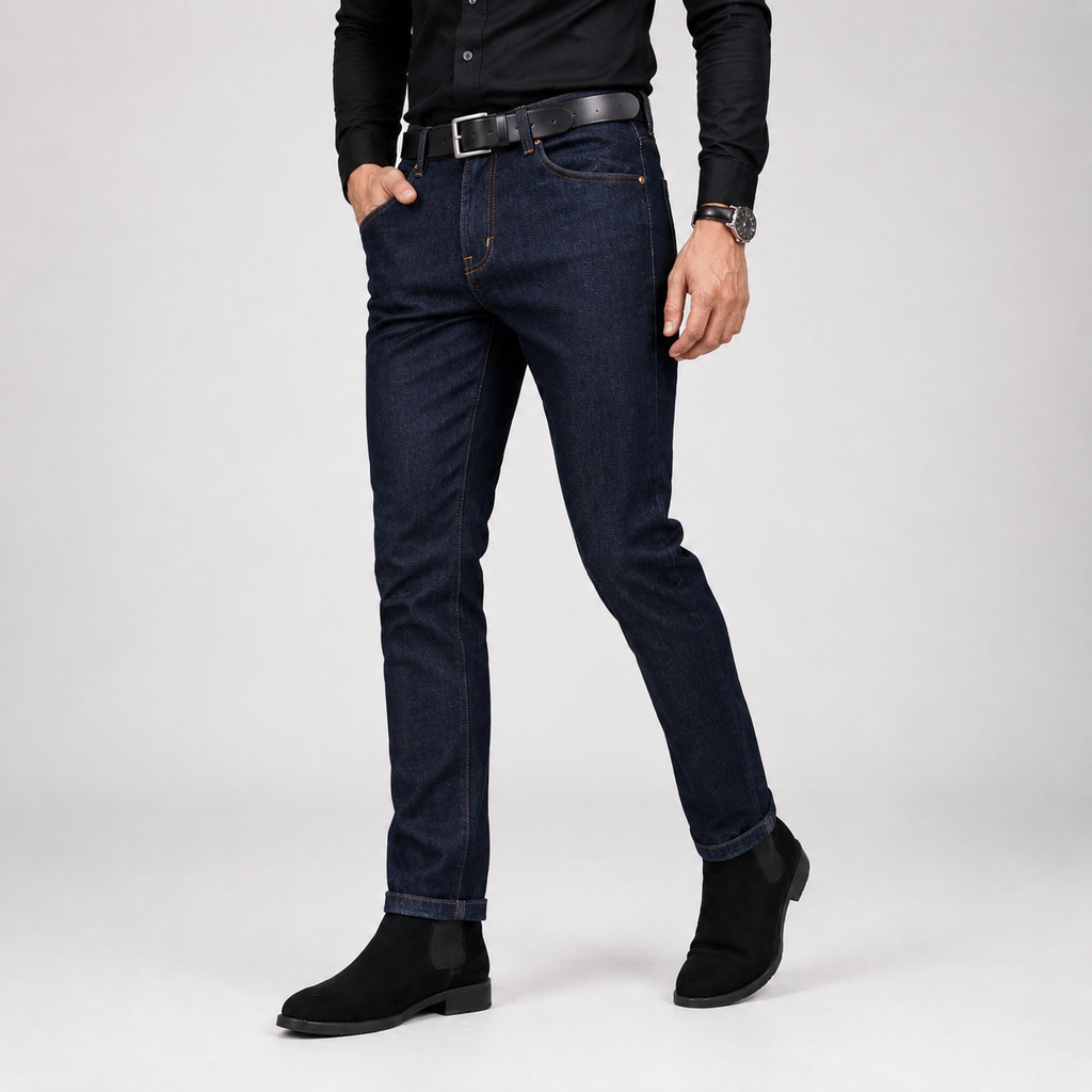 Men's Alden Denim Structured Straight-Leg Jeans