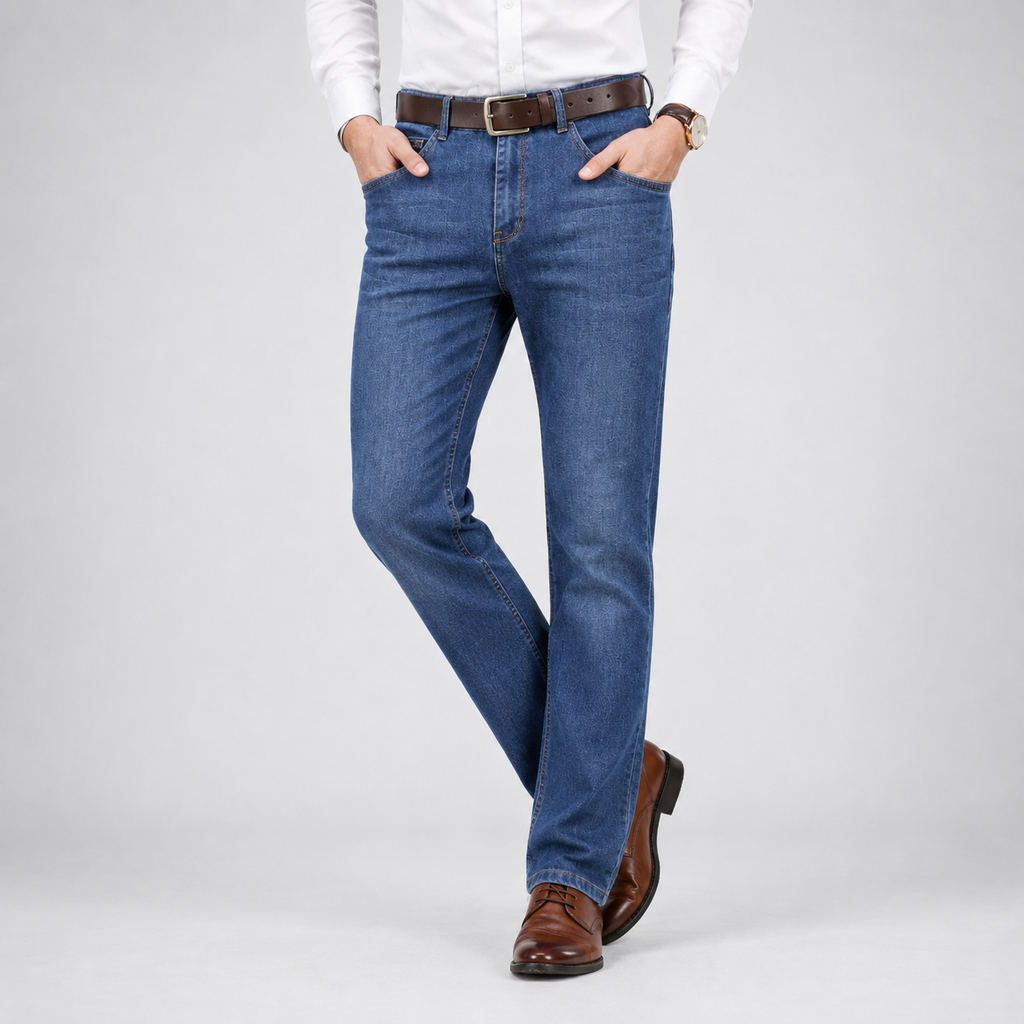 Men's Alden Denim Structured Straight-Leg Jeans