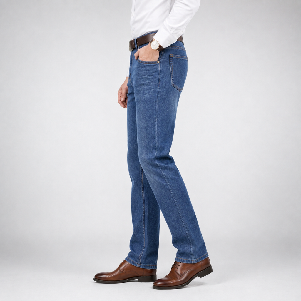 Men's Alden Denim Structured Straight-Leg Jeans