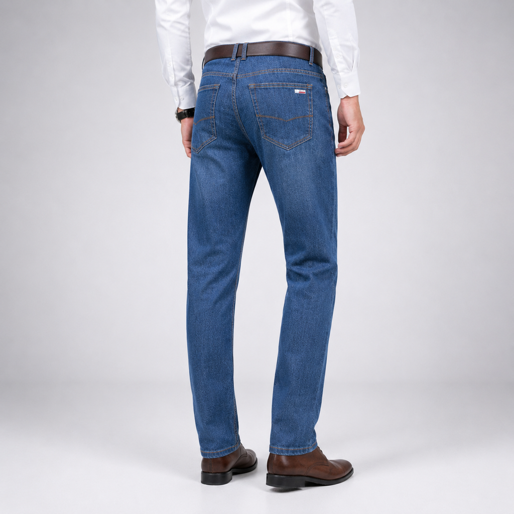 Men's Alden Denim Structured Straight-Leg Jeans