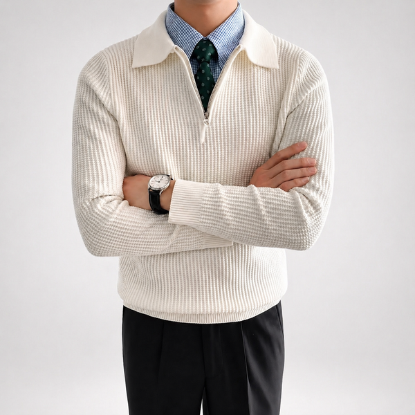 Men's Veyron Woven Zip-Up Knit Sweater